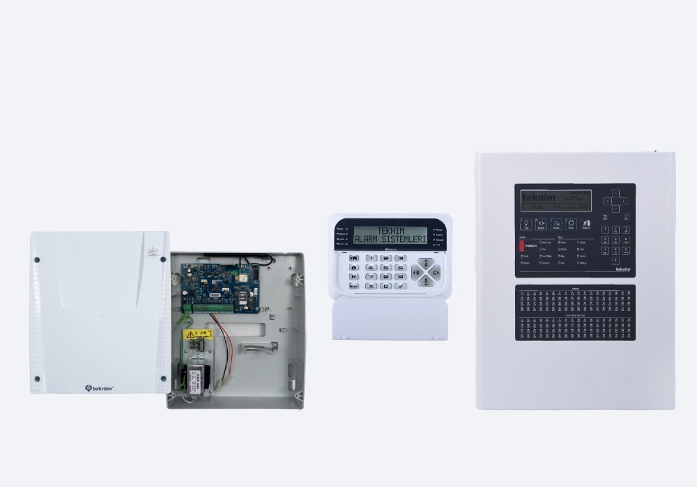 Teknim intruder alarm panel, keypad and addressable fire alarm panel